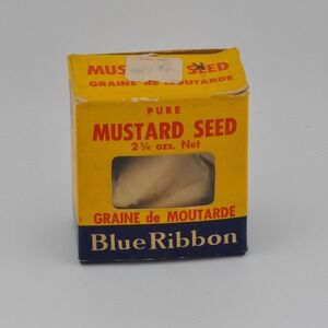 Blue Ribbon‎ Pure Mustard Seed 2.25oz Yellow Vintage Canadian Spice Box Good
